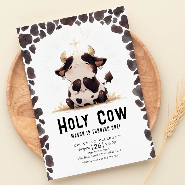 Vache sainte Je suis un anniversaire Invitation (Créateur téléchargé)