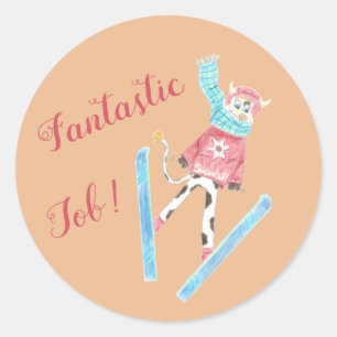 Vache saut à ski, travail fantastique - Stickers r