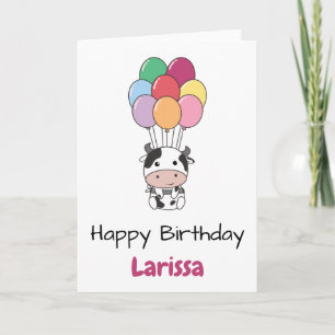 Vache S'Envole Avec Une Carte Ballons Colorée