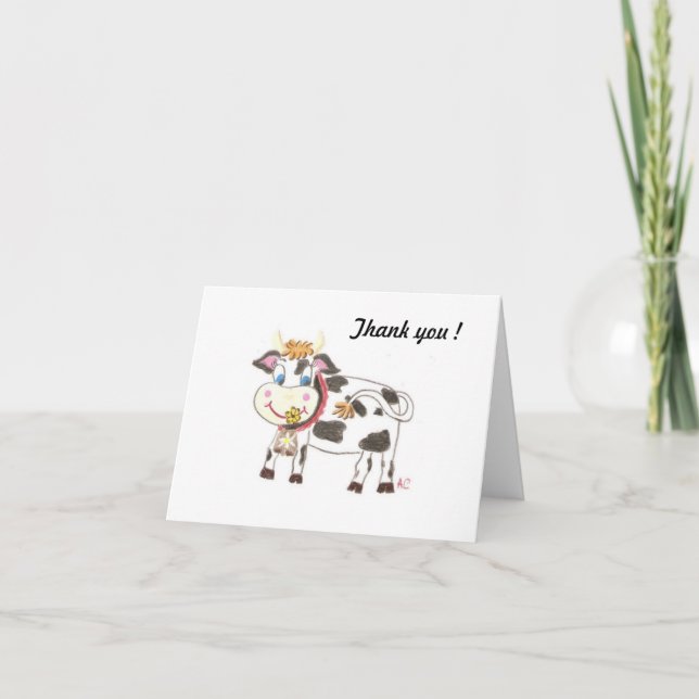 Vache suisse, merci carte de note (Devant)
