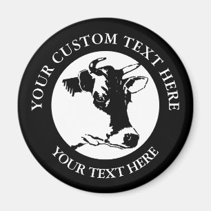 Vache Texte personnalisé Magnet rond classique