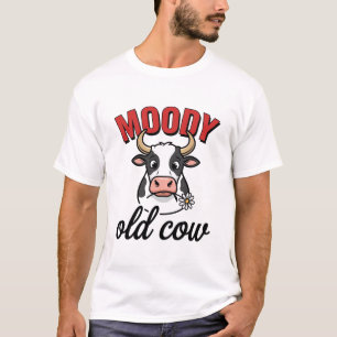 Vache Vieille Humeur Vintage Dessin de T-shirt de