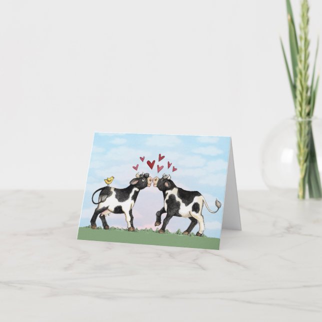 Vaches à baiser - Carte Saint-Valentin (Devant)