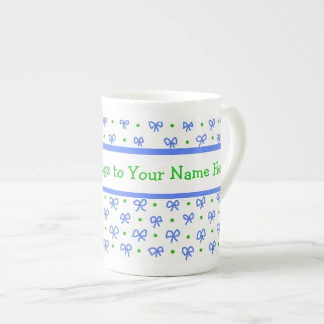 Vaches bleu/vert/blanc Mini-impression Chine Mug (Devant droit)