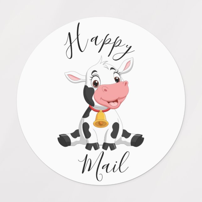 vaches de ferme Happy Mail Étiquettes (Design 1)