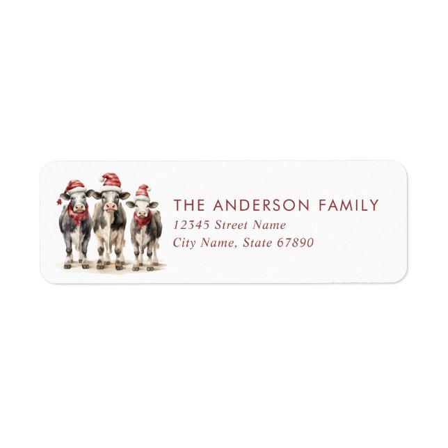 Vaches de Noël Retourner l'adresse Étiquettes (Devant)
