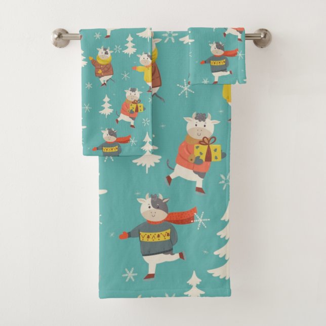 Vaches de patinage sur glace Motif de Noël (En situation)