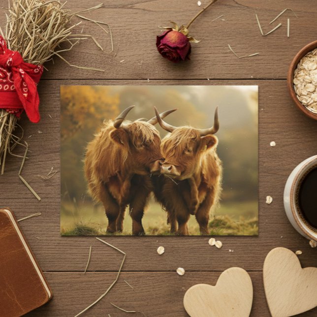 Vaches des Highlands amoureuses Carte postale (Créateur téléchargé)