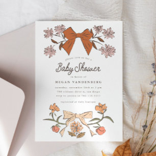 Vaches et fleurs Invitation Baby shower