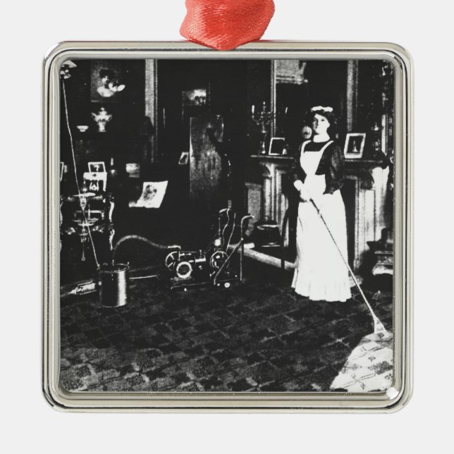 Vacuum Cleaner at Work Metal Ornament (Front)