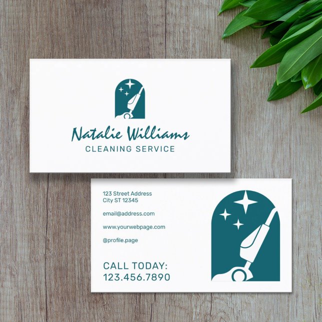 Vacuum cleaner logo cleaning Business Card (Creator Uploaded)