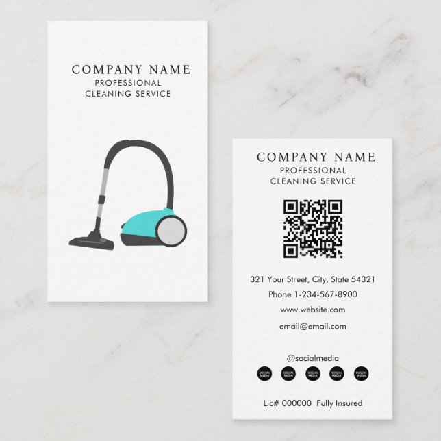 Vacuum Cleaner Professional Cleaning Services Business Card (Front/Back)