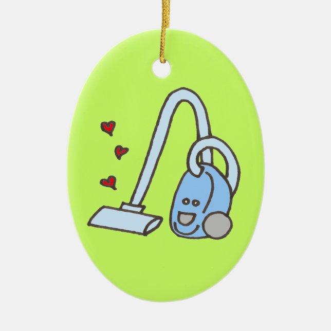 Vacuum Cleaner with Hearts Ceramic Ornament (Front)