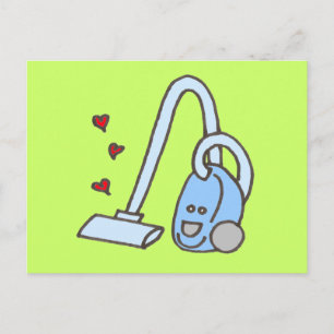 Vacuum Cleaner with Hearts Postcard
