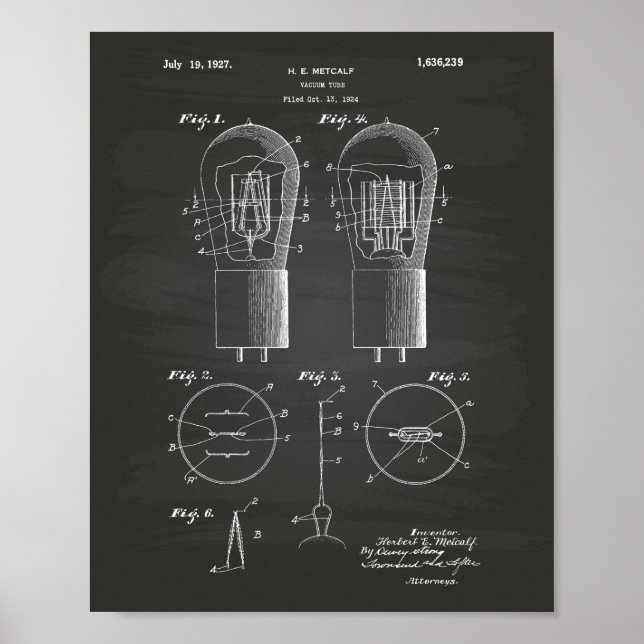 Vacuum Tube 1927 Patent Art Chalkboard Poster (Front)