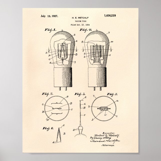 Vacuum Tube 1927 Patent Art Old Peper Poster (Front)