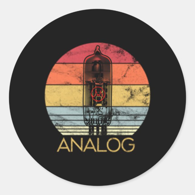 Vacuum Tube Analogue Audio Valve Amp Hi Fi Or Guit Classic Round Sticker (Front)