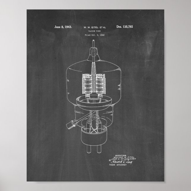 Vacuum Tube Patent - Chalkboard Poster (Front)