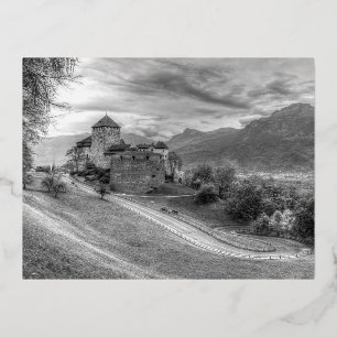 Vaduz Liechtenstein Castle Foil Holiday Postcard