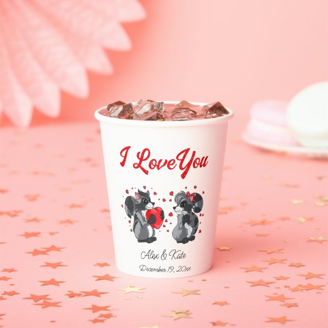 Vaentine Raccoon  Paper Cups (Insitu)