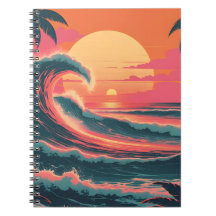 Vague de coucher de soleil vintage | Cahier tropic