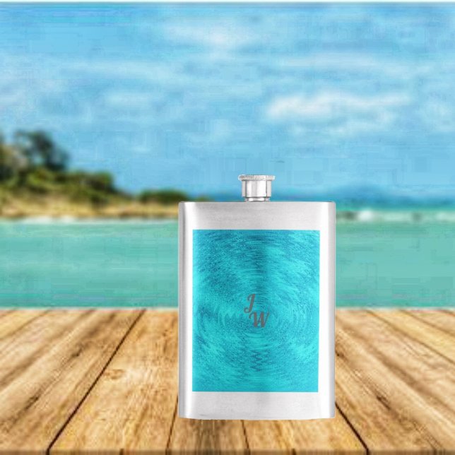 Vague de flacon turquoise - classique (The eye-catching, design of this Wave Of Turquoise Flask, really sets an Island mood!)