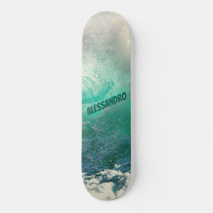 Vague de la mer & Votre nom Skateboard