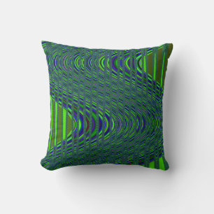 Vague de rayures, oreiller à lancer bleu-vert