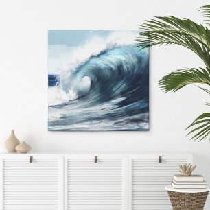 Vague de surf en toile d'aquarelle Imprimer