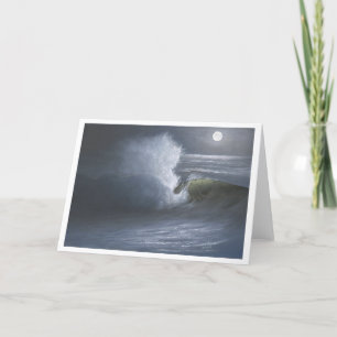 Vague éclairée par la lune - carte de voeux