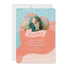 Vague orange et bleue C'est un Faire-part de naiss