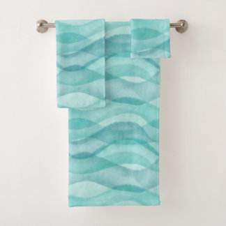Vagues Abstraites d'aquarelle, Turquoise, Aqua