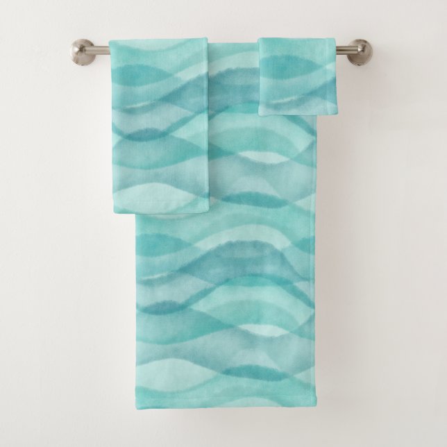 Vagues Abstraites d'aquarelle, Turquoise, Aqua (En situation)