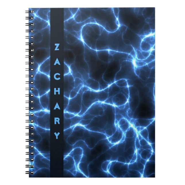 Vagues bleu électrique | Carnet Spiral Personnalis (Devant)