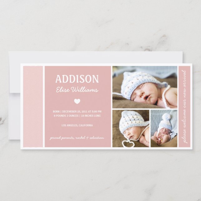 VAGUES CALMES | BÉBÉ FILLE FAIRE-PART DE NAISSANCE (Devant)