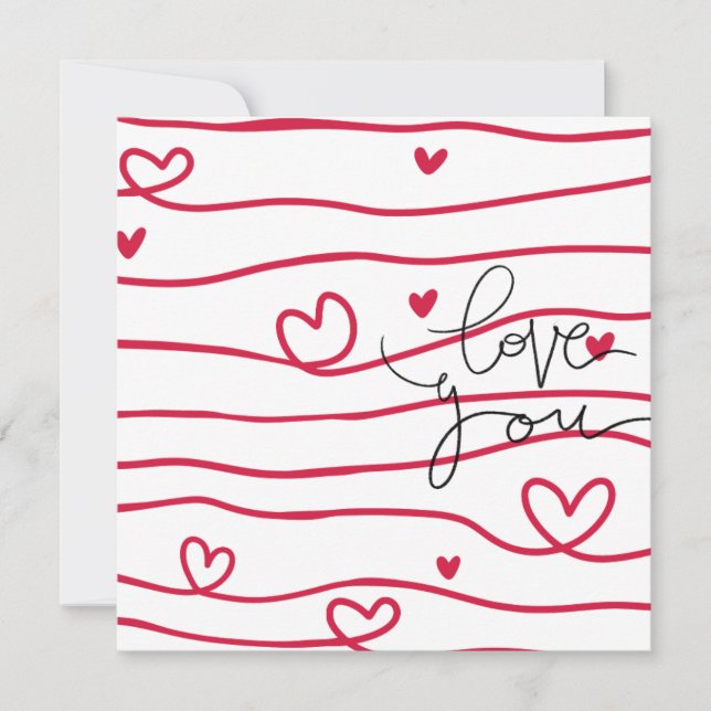 Vagues de coeur, Carte pour notes plat (Devant)