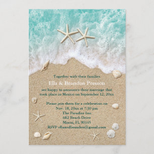 Vagues de plage et Faire-part de mariage de poste 