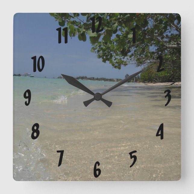 Vagues le long de Negril Beach Jamaïque Horloge mu (Recto)