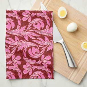 Vagues métalliques, Serviette rose-rouge-cuisine