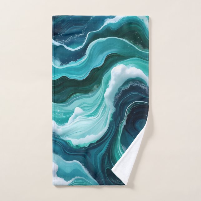 Vagues océaniques abstraites (Serviette à main)