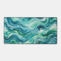 Vagues océaniques aquarelles sarcelle menthe