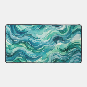 Vagues océaniques aquarelles sarcelle menthe