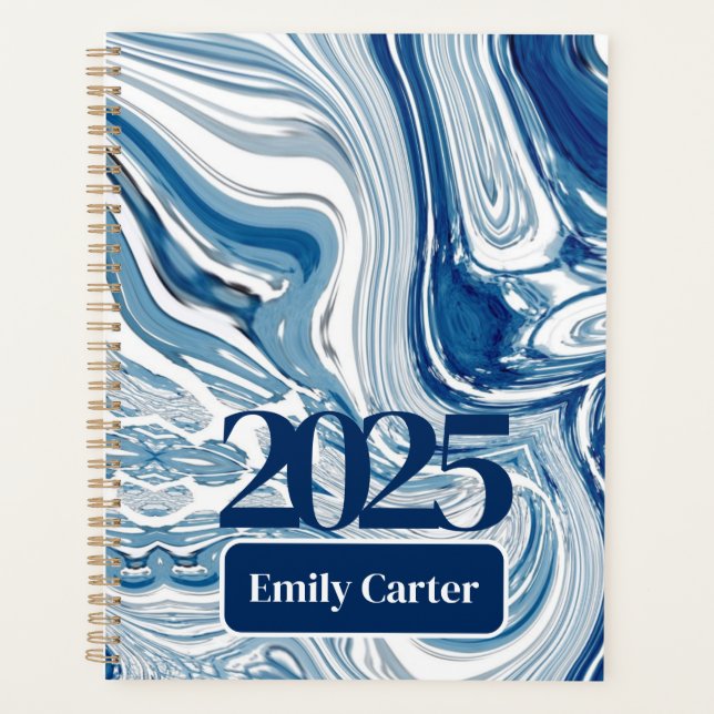 Vagues océaniques chics minimalistes Aquarelles Bl (Devant)