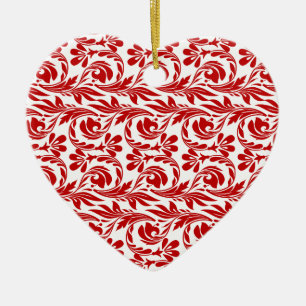 Vagues, Ornement En Forme De Coeur Rouge-Blanc