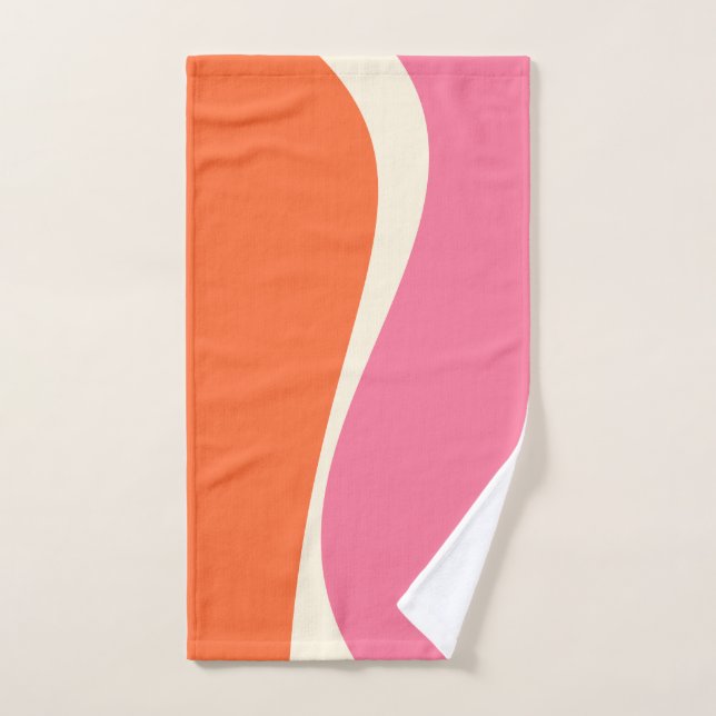 Vagues simples 2 en rose, orange et crème (Serviette à main)