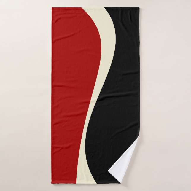 Vagues simples 2 en rouge et crème (Serviette de bain)