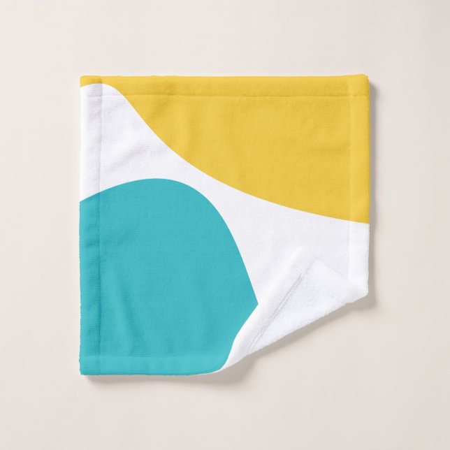 Vagues simples 4 - Turquoise et Jaune (Gant de toilette)
