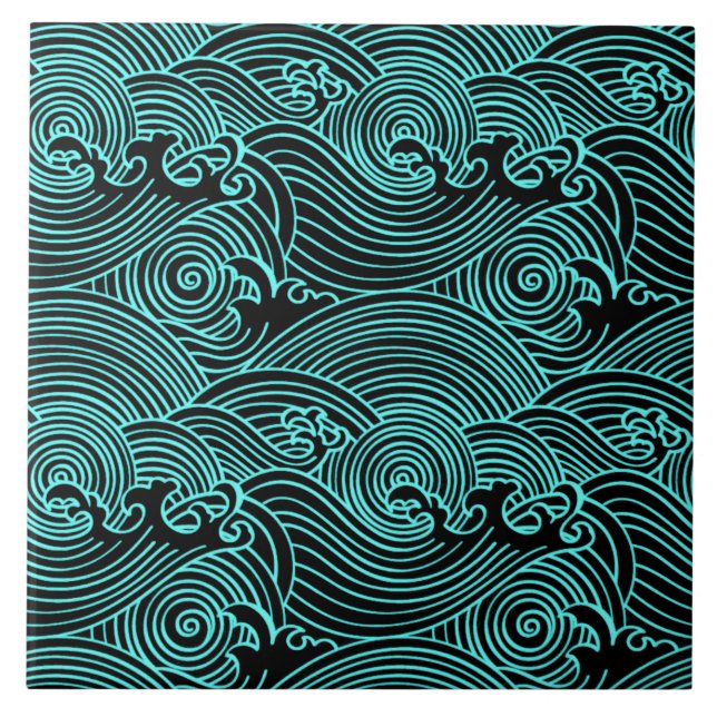 Vagues Turquoise Euclide Motif Carreaux en céramiq (Devant)