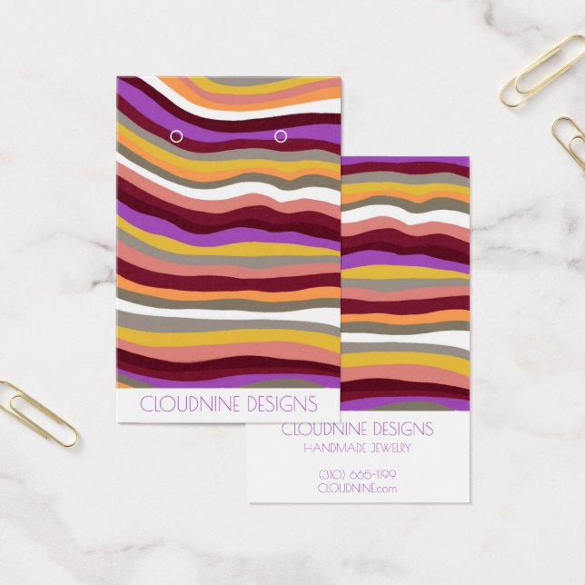 Vagues violettes portant collier bijoux carte d'af (Bureau)