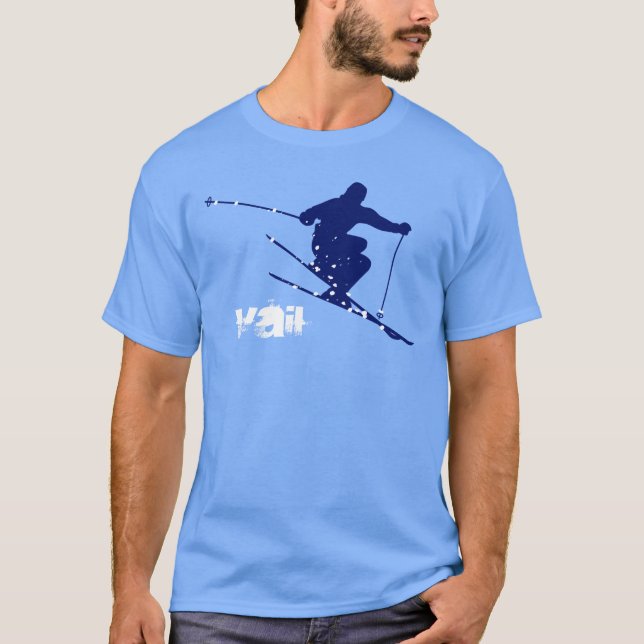 Vail Blue Snow Ski T-Shirt (Front)